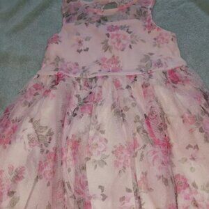 Girls Size Large 10-12. Easter Dinner Party Dress. Pink Floral Sleeveless. New